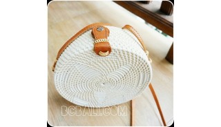 rattan circle sling bags knitted embroidery handmade